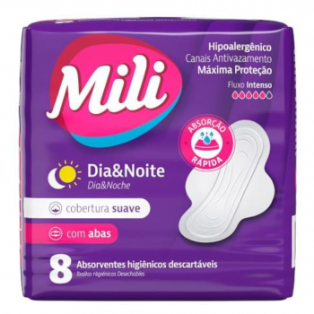 ABSORVENTES MILI DIA&NOITE SUAVE COM ABAS 32 UNIDADES